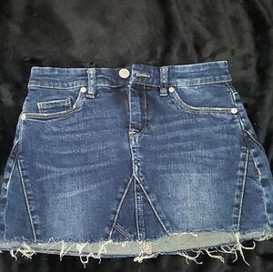 short jean skirt with small studded detail
